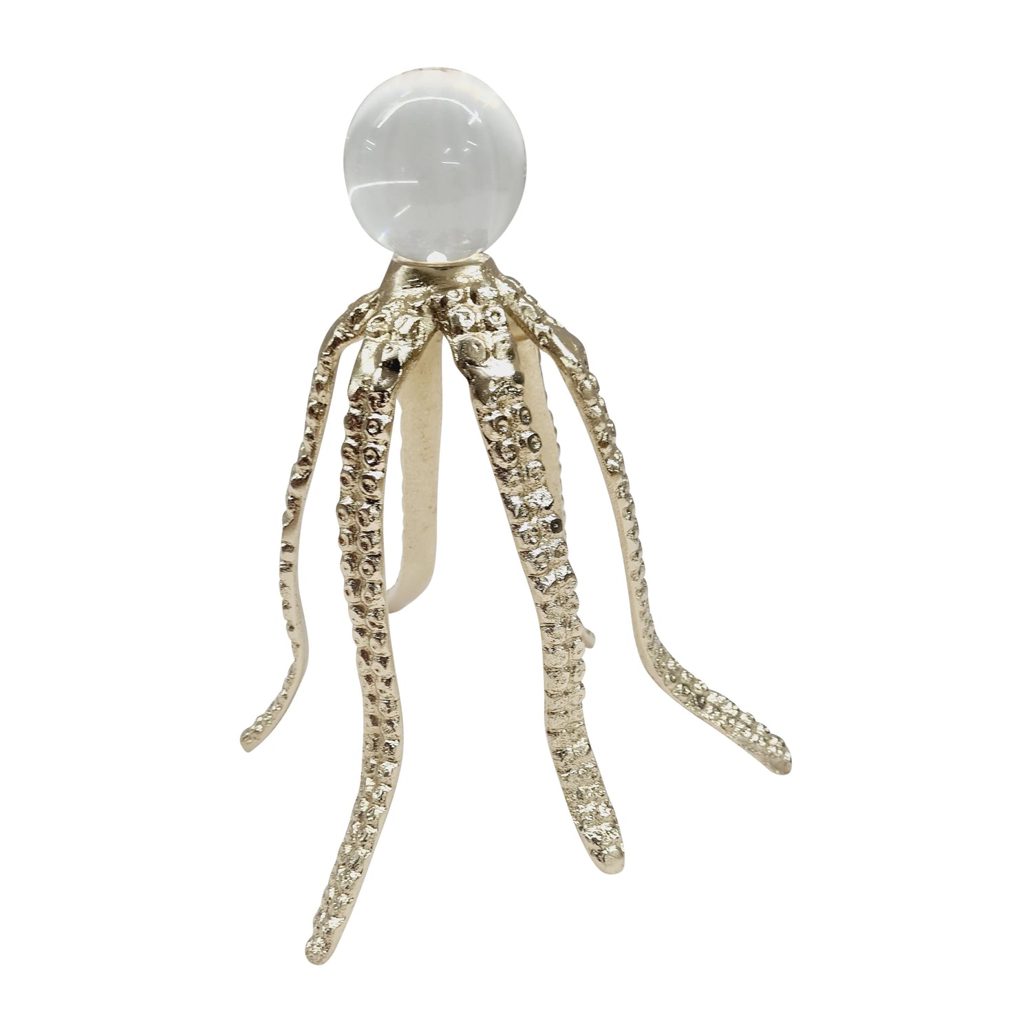 Metal 10" Octopus Legs With Acrylic Ball - Champagne