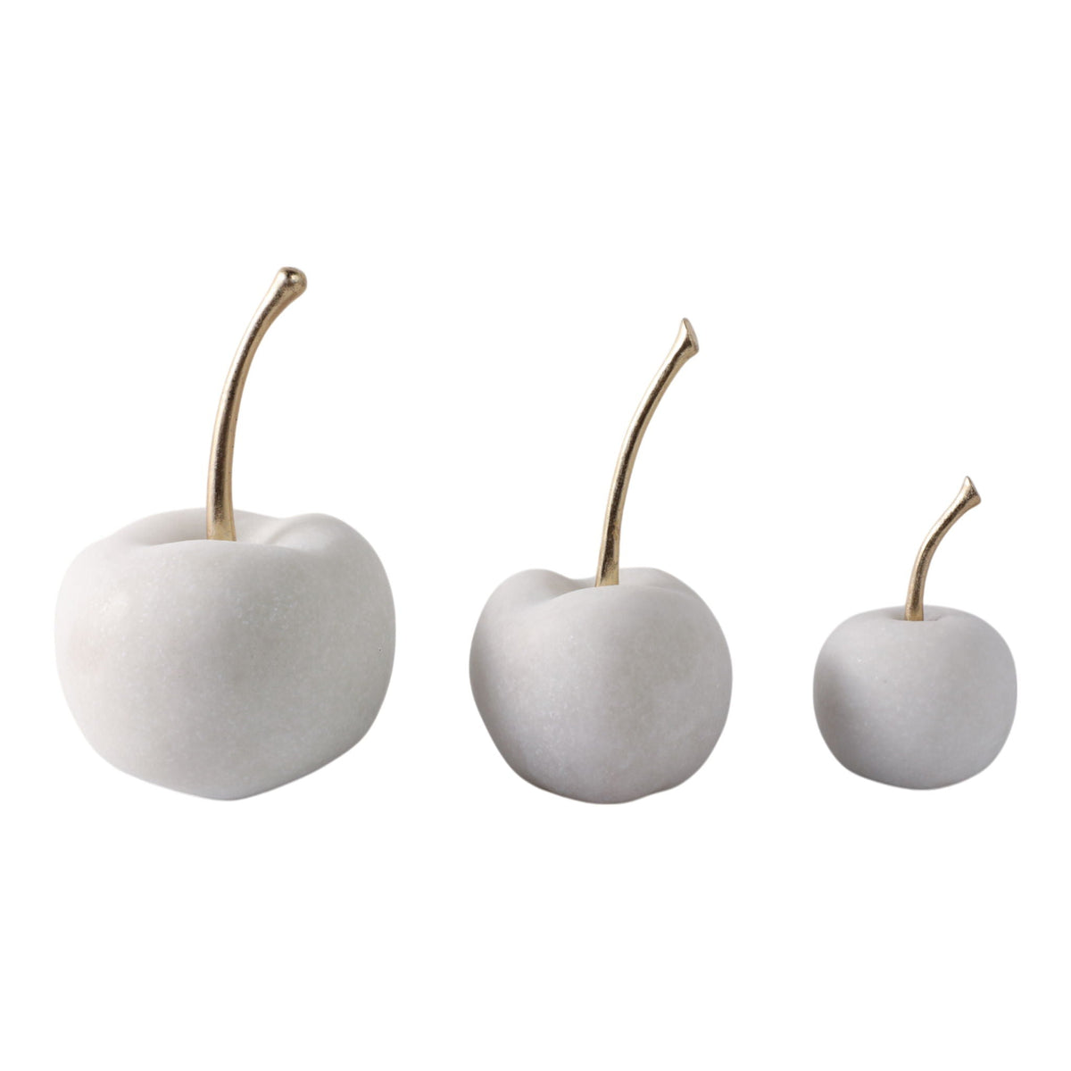 5" / 8" / 8" Albin Quartz Resin Cherries (Set of 3) - White / Gold