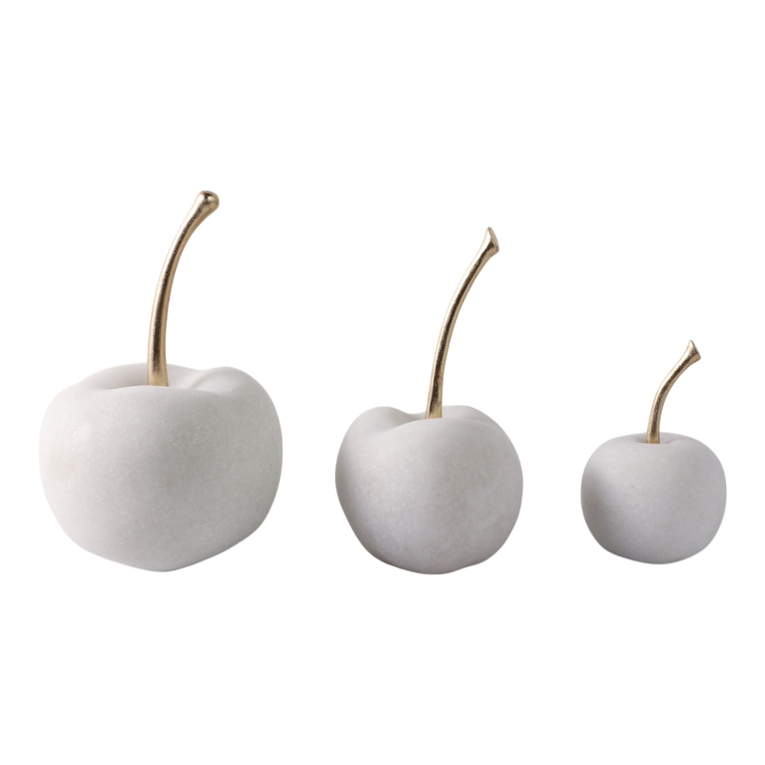 5" / 8" / 8" Albin Quartz Resin Cherries (Set of 3) - White / Gold