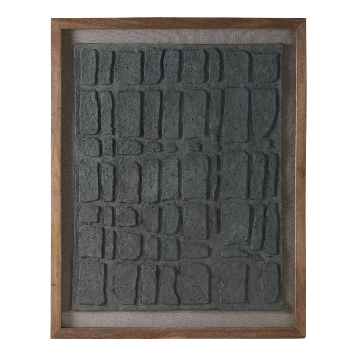 28" x 35" Paper Mache Wall Art With Wooden Frame /Glass - Dark Gray