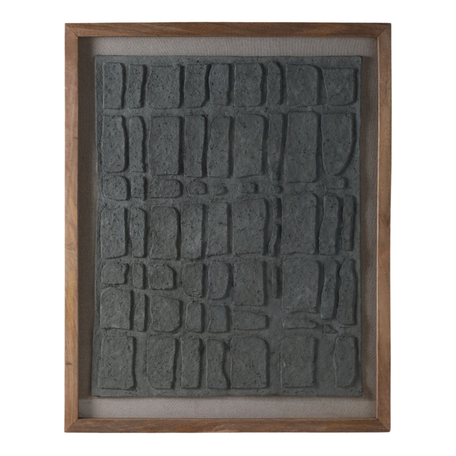 28" x 35" Paper Mache Wall Art With Wooden Frame /Glass - Dark Gray