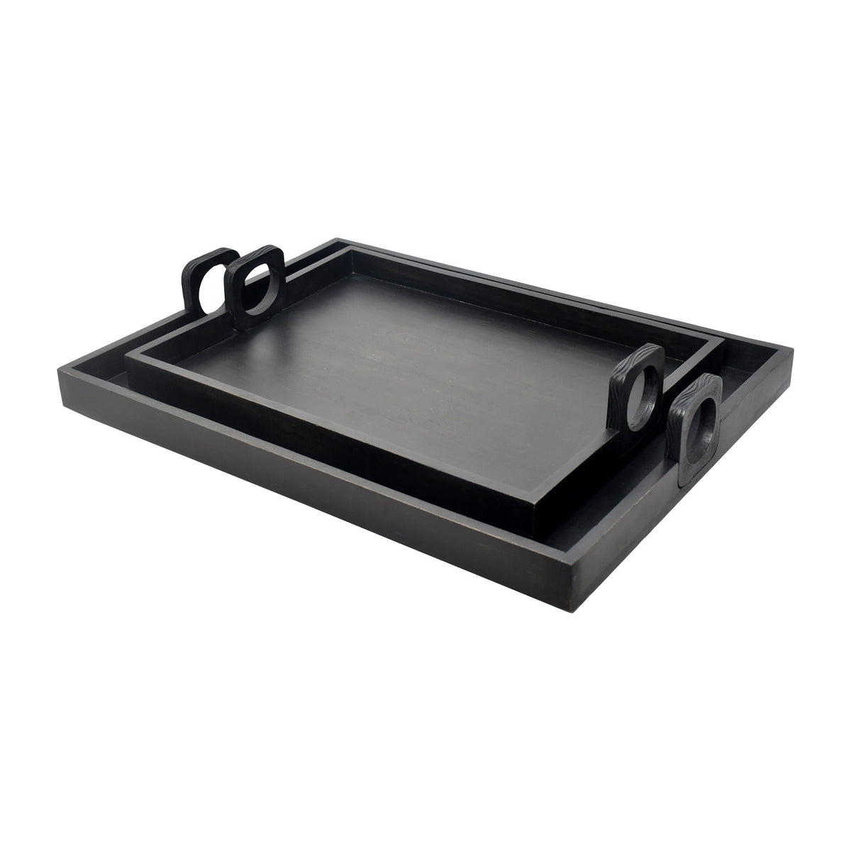 Joullian Wood Trays (Set of 2) - Black