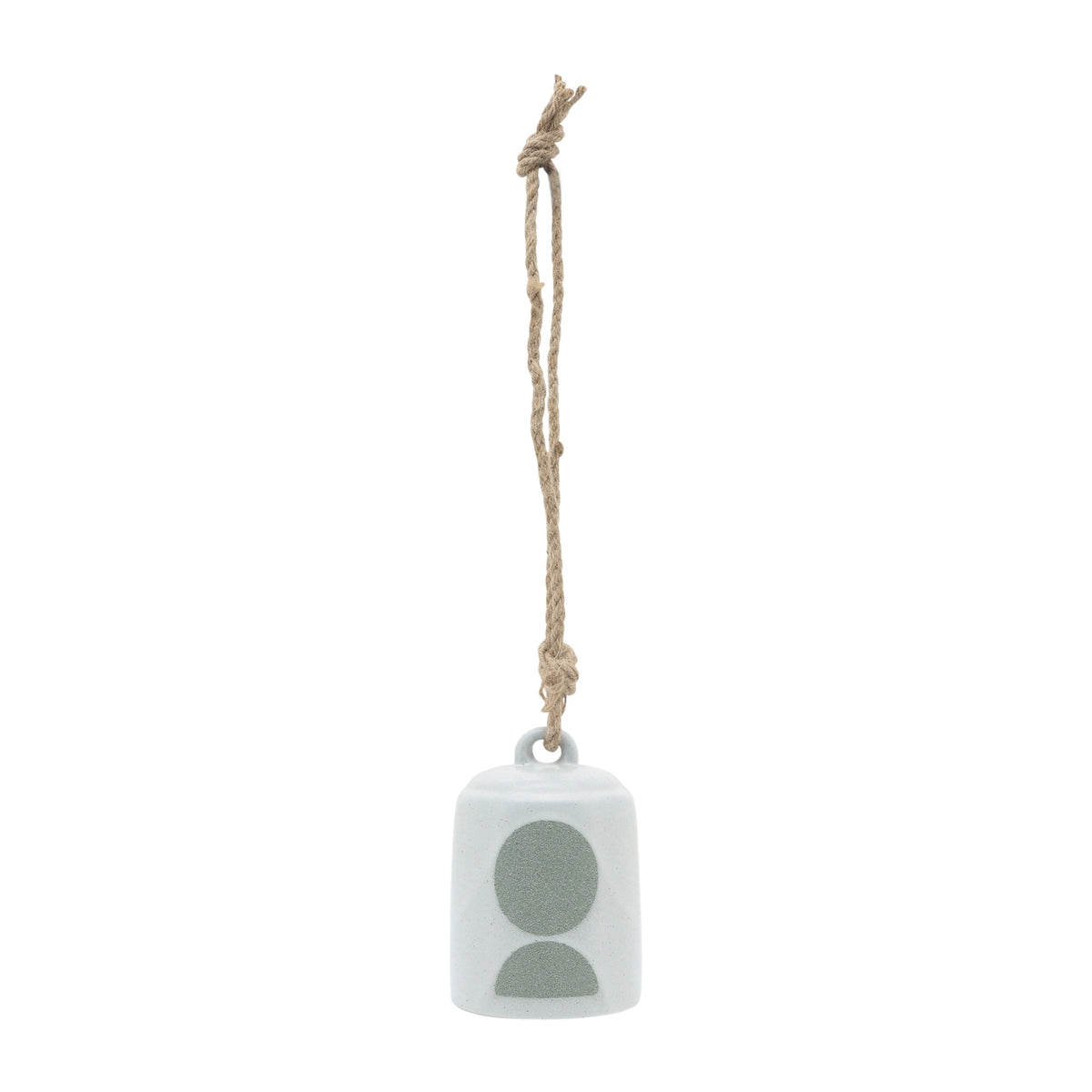 Ceramic Hanging Bell Circles 4" - White / Green