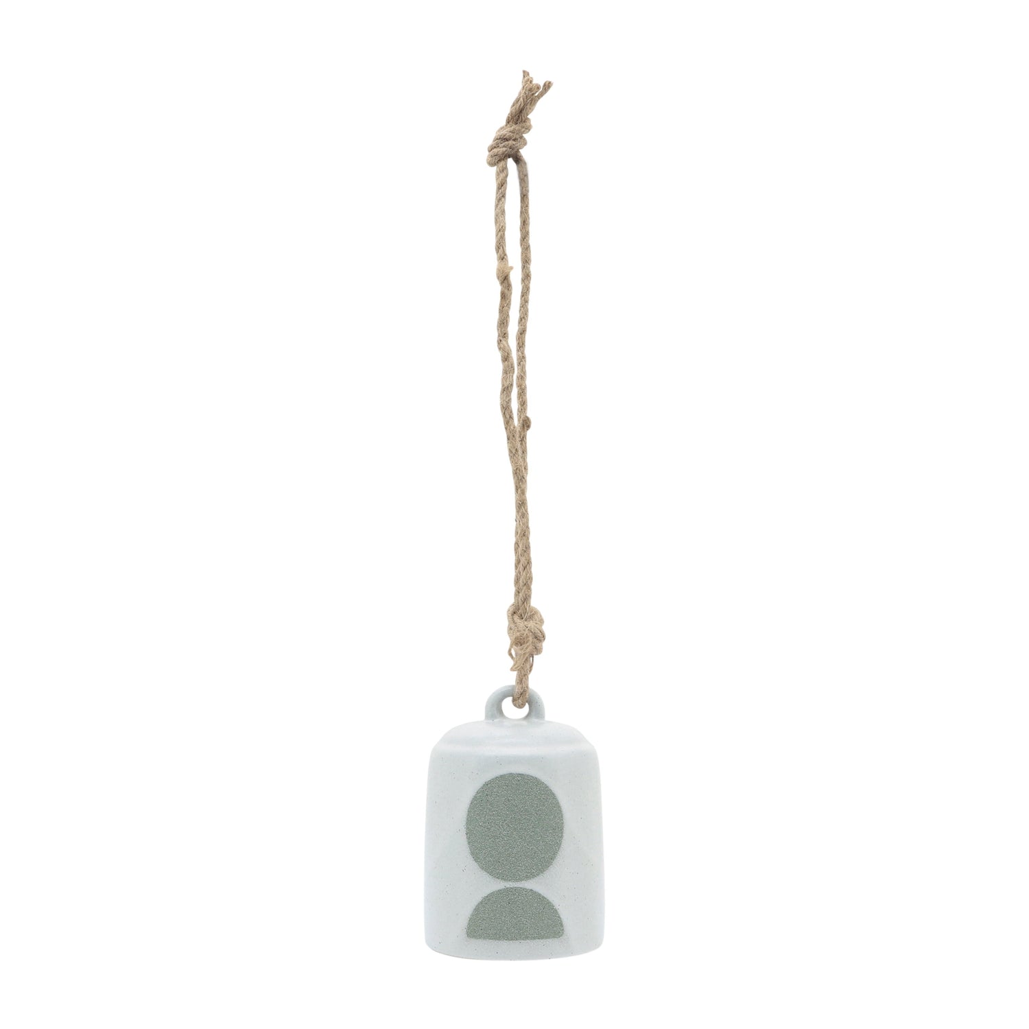 Ceramic Hanging Bell Circles 4" - White / Green