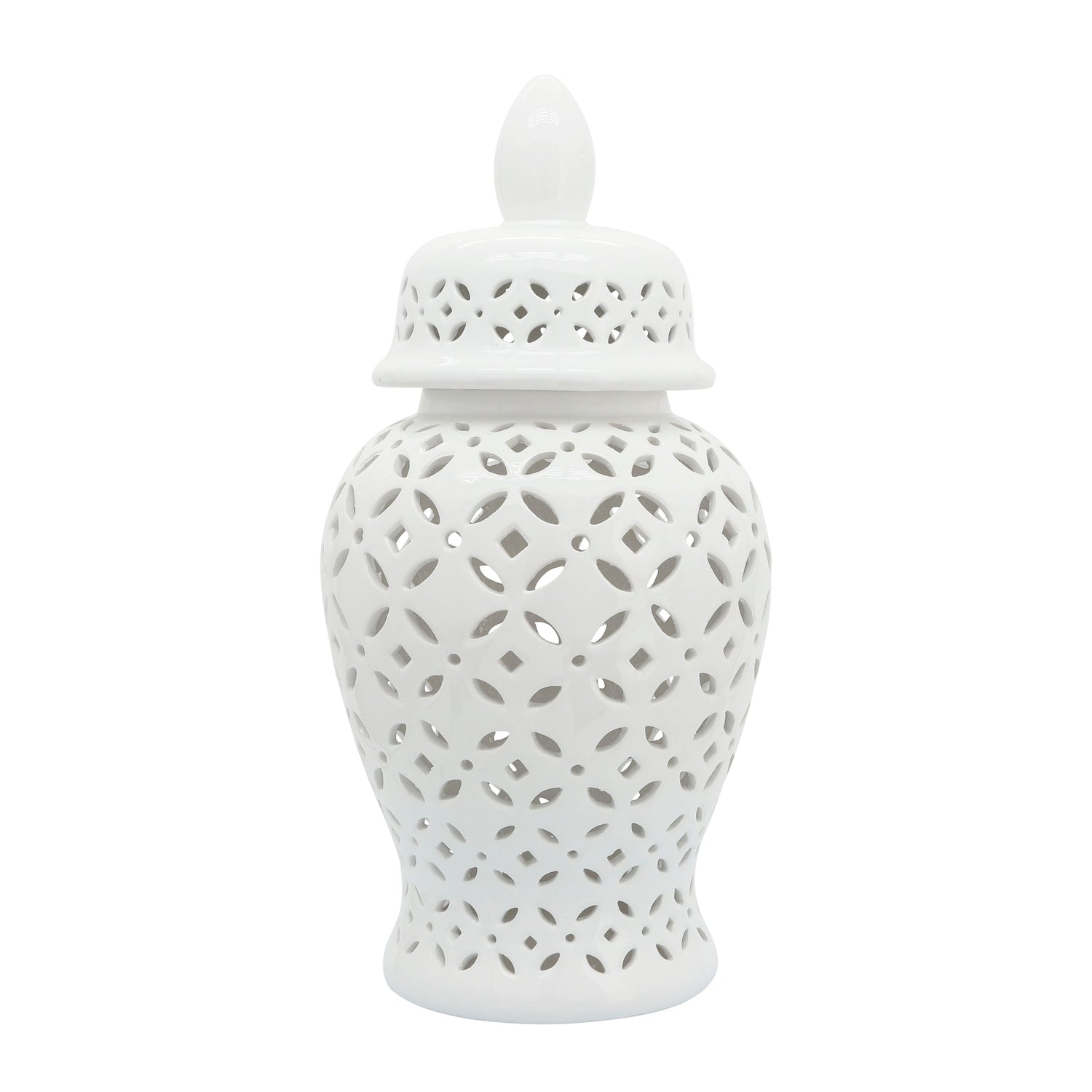 Cut-out Daisies Temple Jar 24" - White