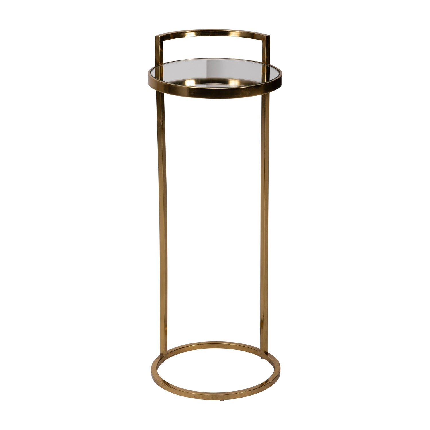 Metal Drink Table With Mirror Top 10"x26" - Gold