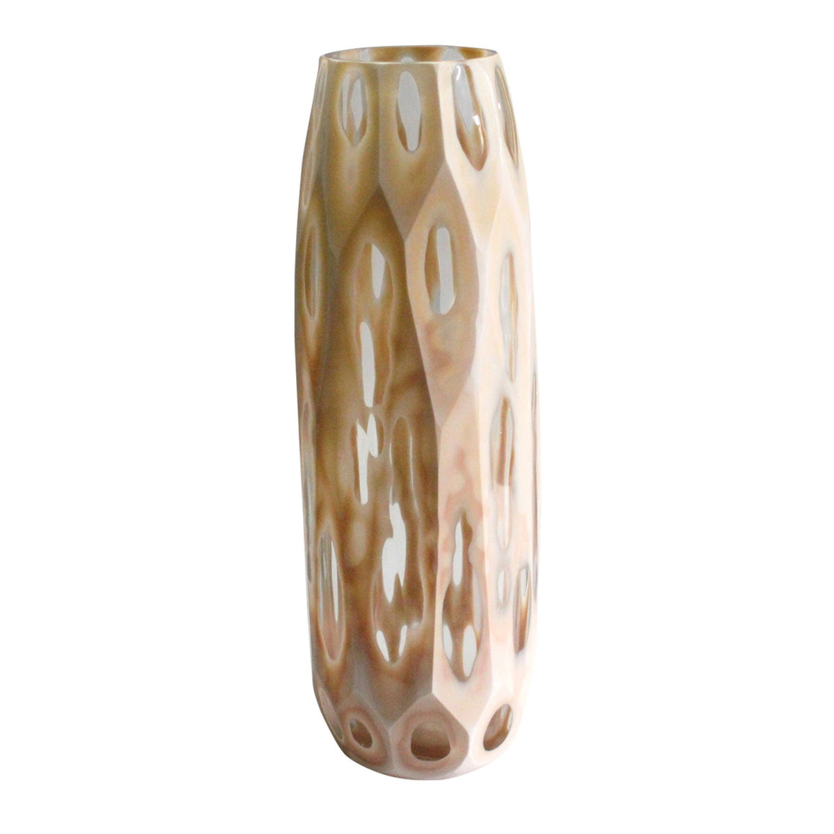 15" Reed Medium Chiseled Vase - Tan
