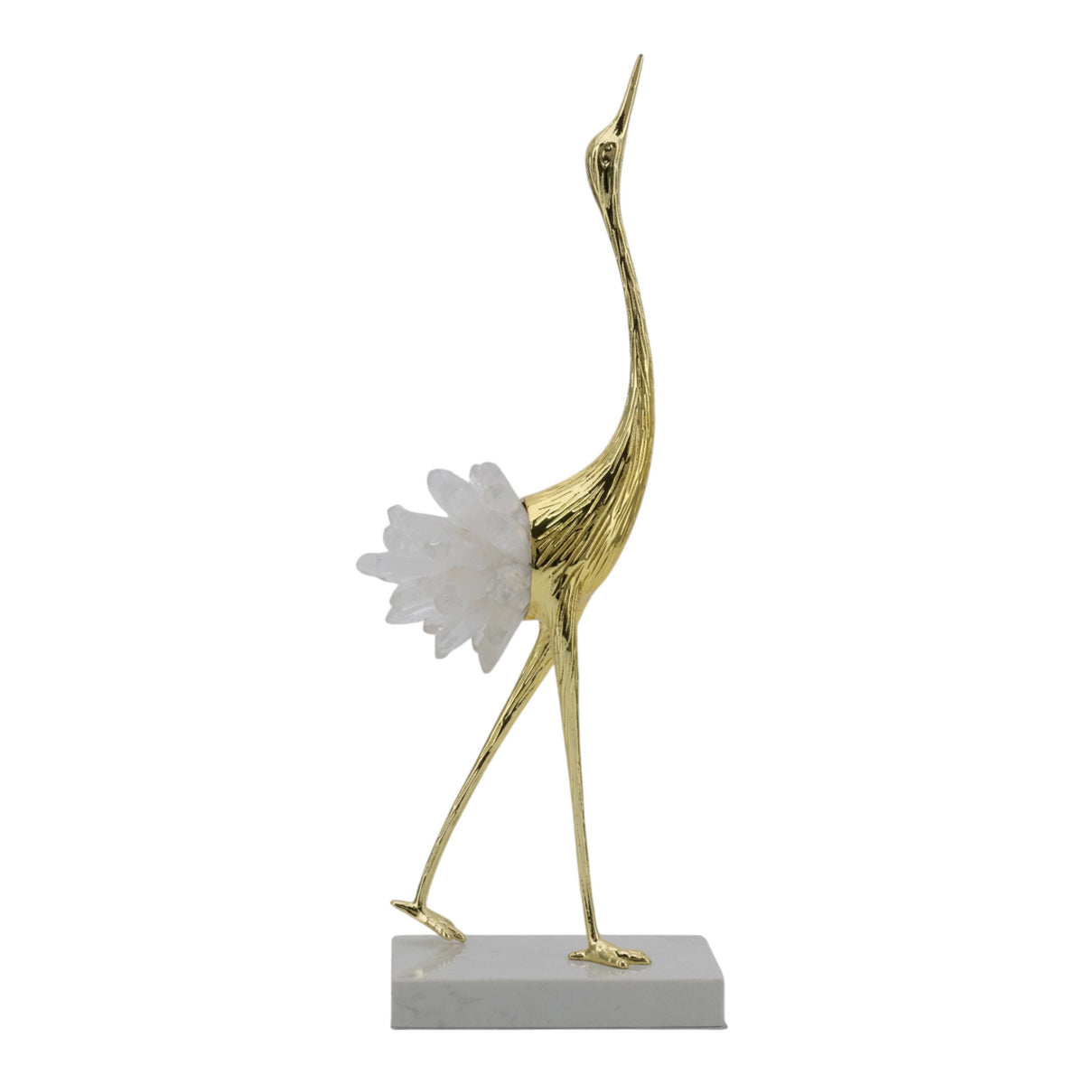 Cascade Large Standing Bird - Gold / White