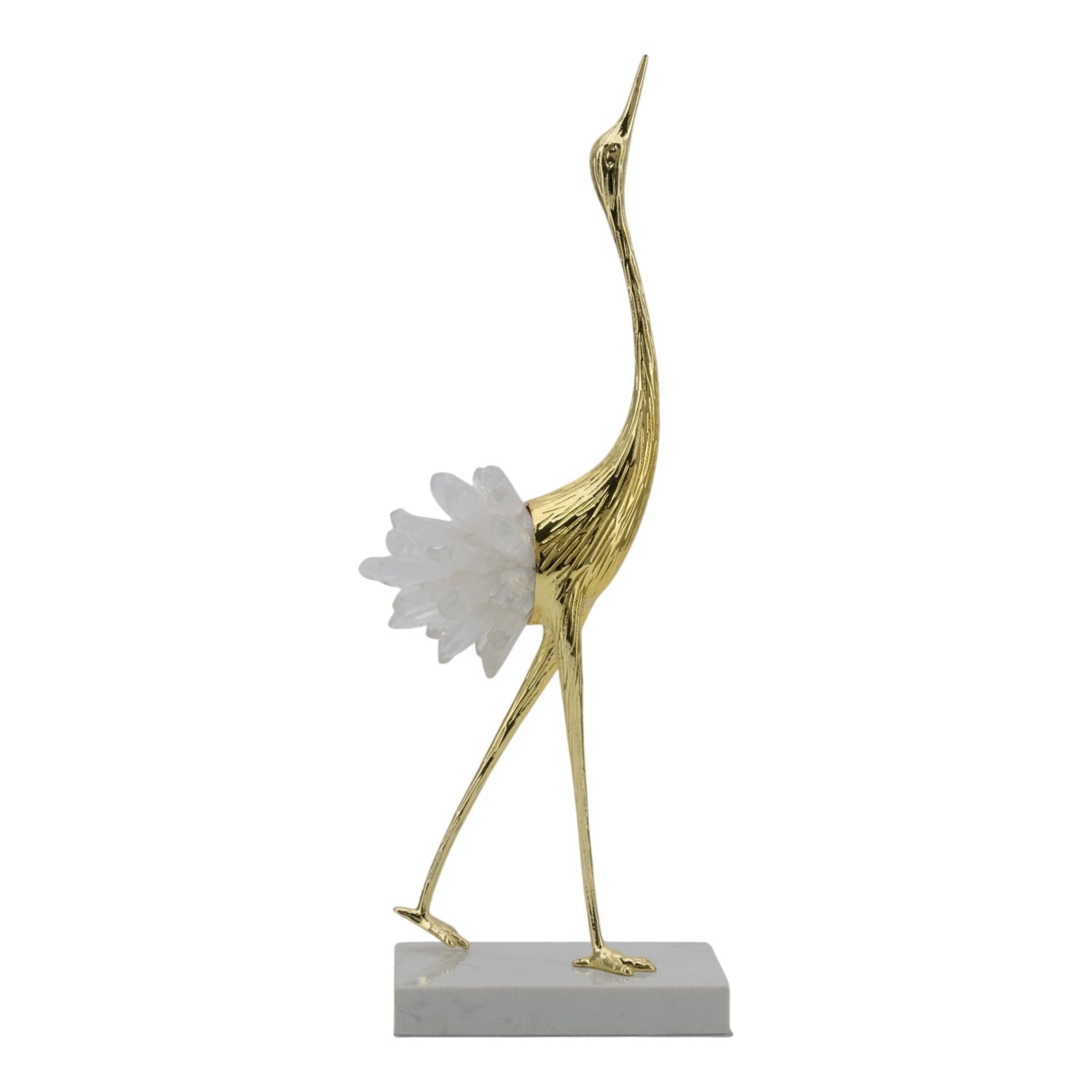 Cascade Large Standing Bird - Gold / White