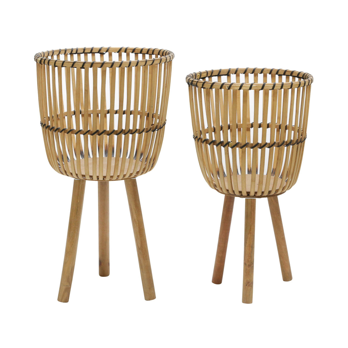 Wicker Footed Planters 10 / 12" (Set of 2) - Natural