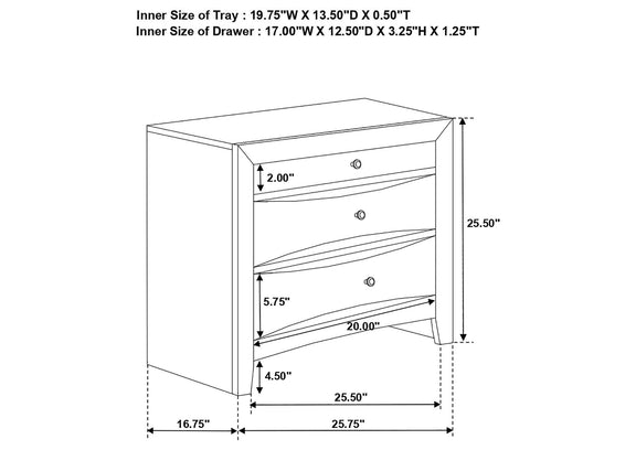200702 Briana 2-drawer Nightstand Black