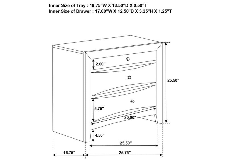 200702 Briana 2-drawer Nightstand Black