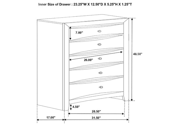 200705 Briana 5-drawer Bedroom Chest Black
