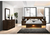 Jessica 5-piece Eastern King LED Bedroom Set Cappuccino