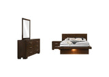 200711Q-S4 Jessica 4-piece Queen LED Bedroom Set Cappuccino