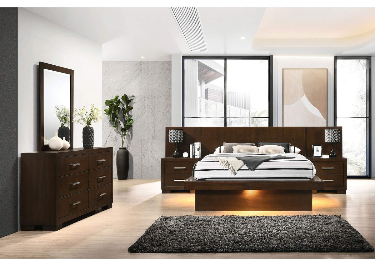 Jessica 5-piece Queen LED Bedroom Set Cappuccino