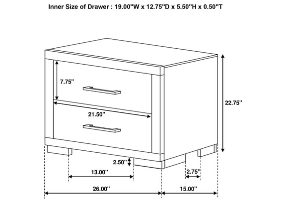 200712 Jessica 2-drawer Nightstand Cappuccino
