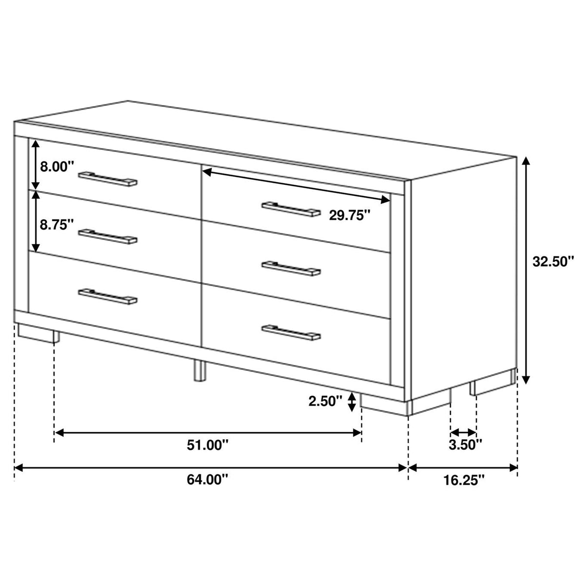 200713 Jessica 6-drawer Dresser Cappuccino