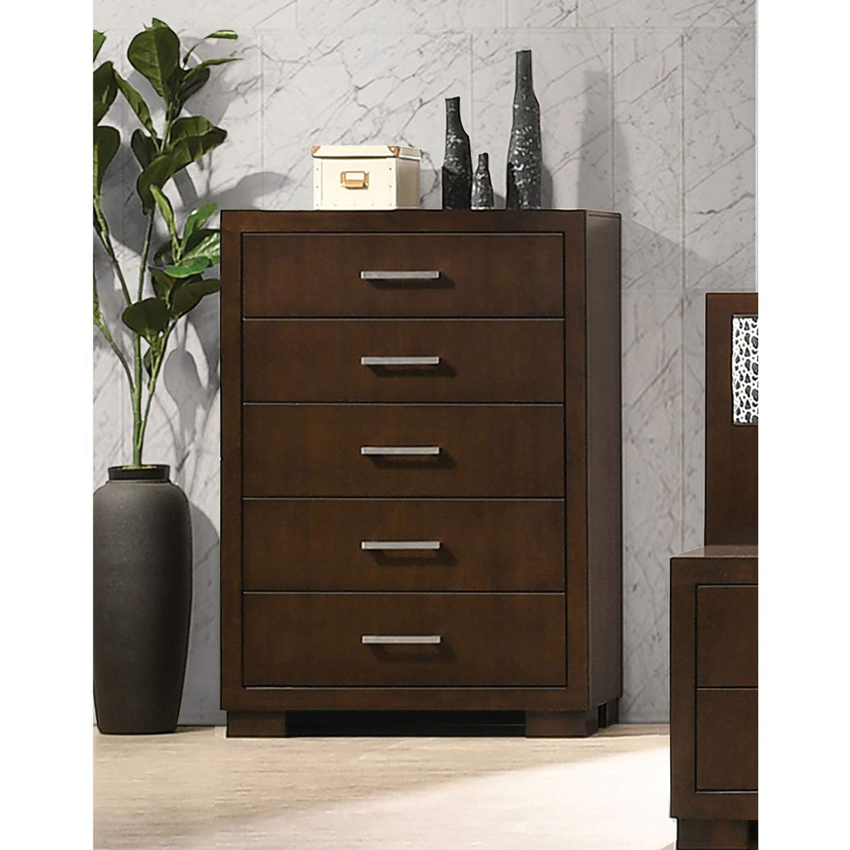 200715 Jessica 5-drawer Bedroom Chest Cappuccino