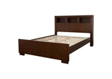 200719Q Jessica Wood Queen LED Storage Bookcase Bed Cappuccino
