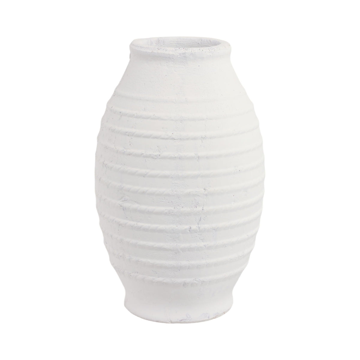 16" Rope Ribbed Vase - White