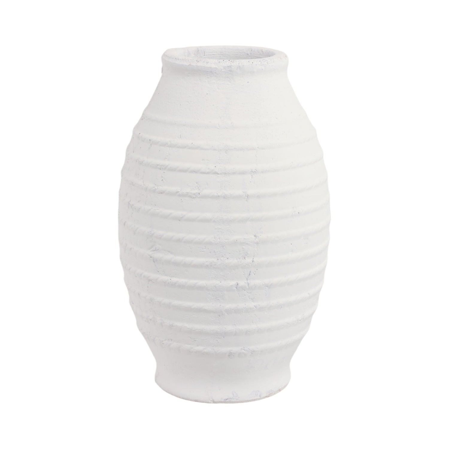 16" Rope Ribbed Vase - White
