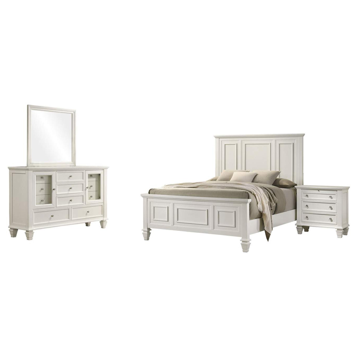 201301KEN-S4 Sandy Beach 4-piece Eastern King Bedroom Set Cream White