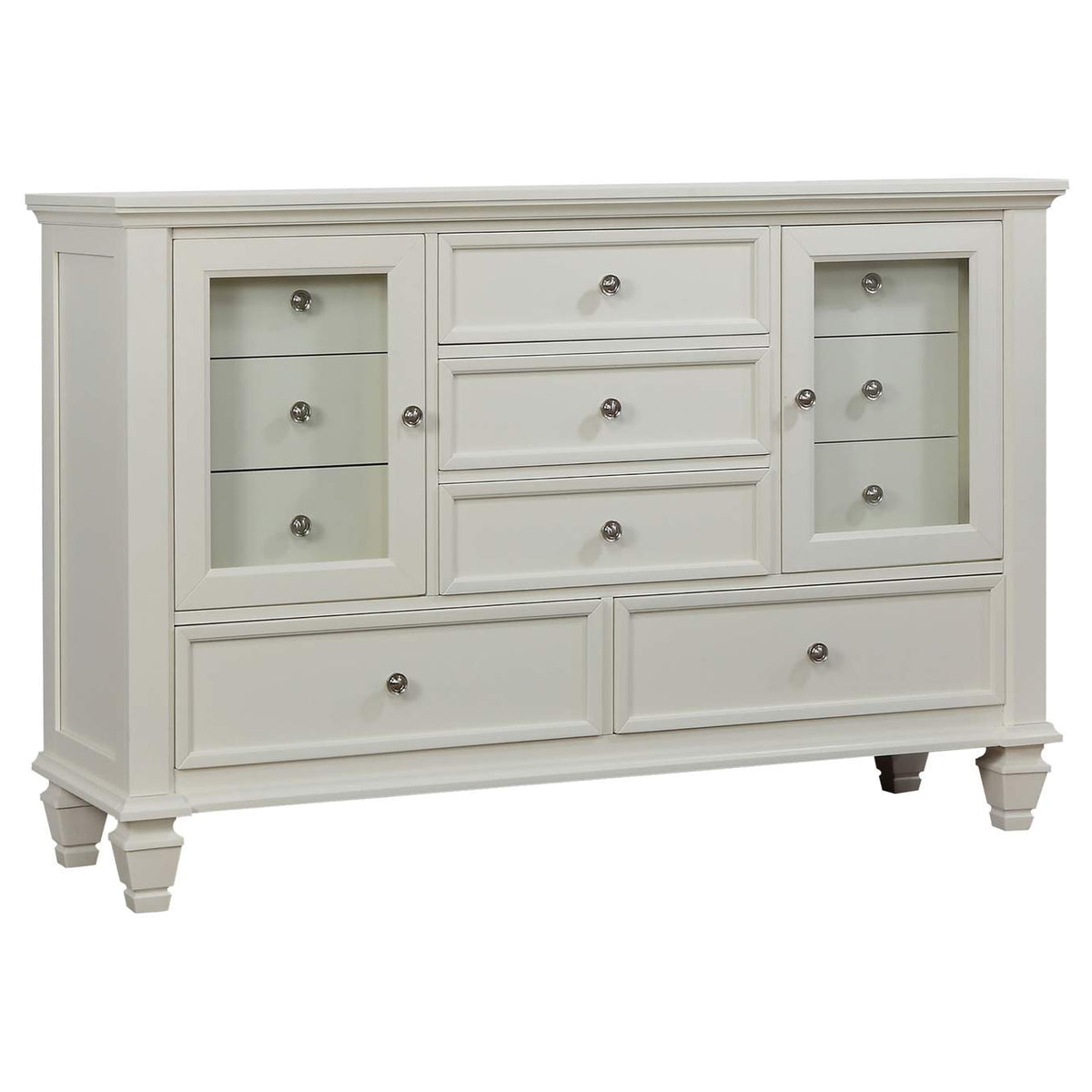 201301KEN-S4 Sandy Beach 4-piece Eastern King Bedroom Set Cream White
