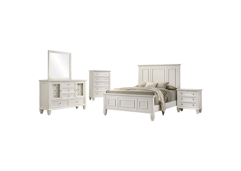201301KEN-S5 Sandy Beach 5-piece Eastern King Bedroom Set Cream White