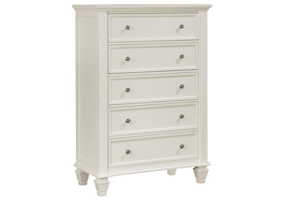 201301KEN-S5 Sandy Beach 5-piece Eastern King Bedroom Set Cream White