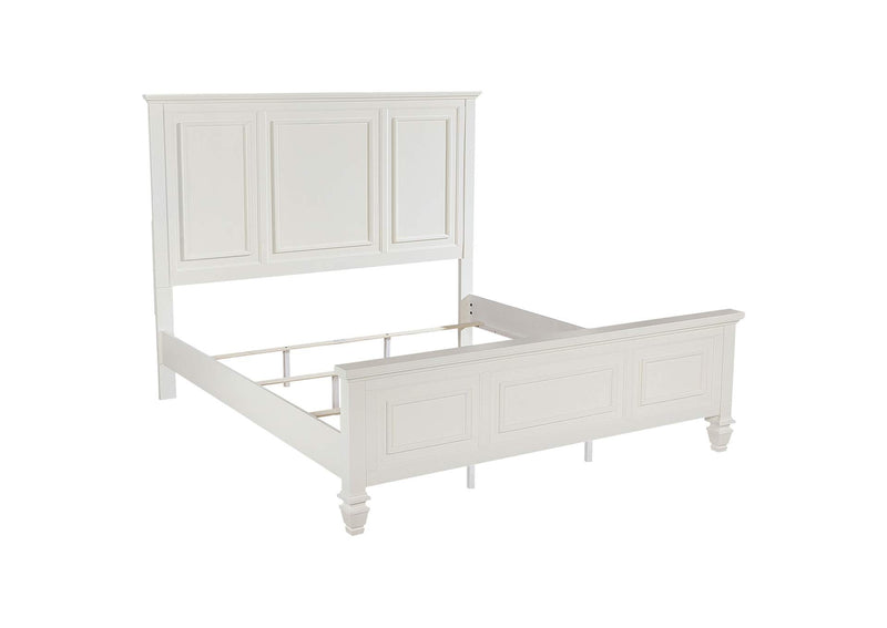 201301KEN Sandy Beach 63-inch Eastern King Wood Panel Bed Cream White