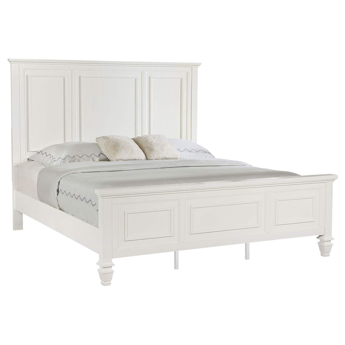 201301KEN Sandy Beach 63-inch Eastern King Wood Panel Bed Cream White