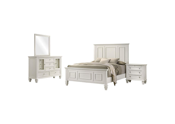 201301KWN-S4 Sandy Beach 4-piece California King Bedroom Set Cream White