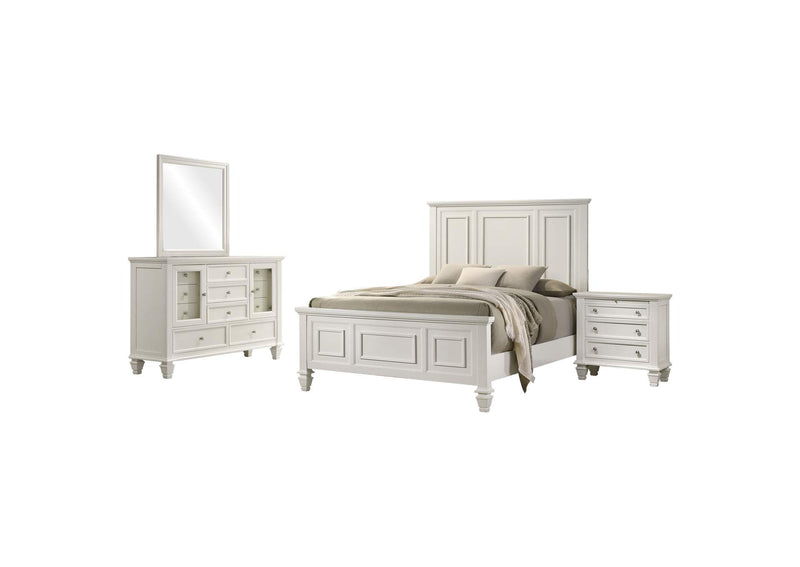 201301KWN-S4 Sandy Beach 4-piece California King Bedroom Set Cream White