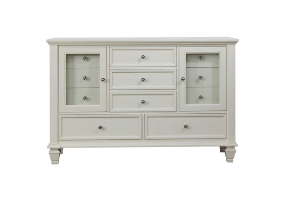 201301KWN-S4 Sandy Beach 4-piece California King Bedroom Set Cream White