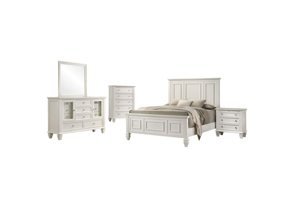 201301KWN-S5 Sandy Beach 5-piece California King Bedroom Set Cream White