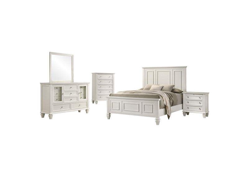 201301KWN-S5 Sandy Beach 5-piece California King Bedroom Set Cream White