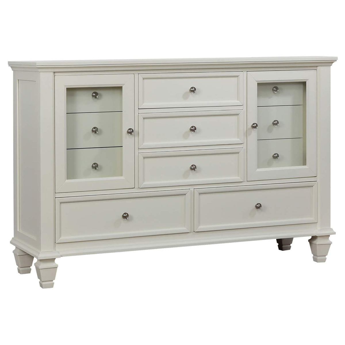 201301KWN-S5 Sandy Beach 5-piece California King Bedroom Set Cream White