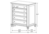 201301Q-S5 Sandy Beach 5-piece Queen Bedroom Set Cream White