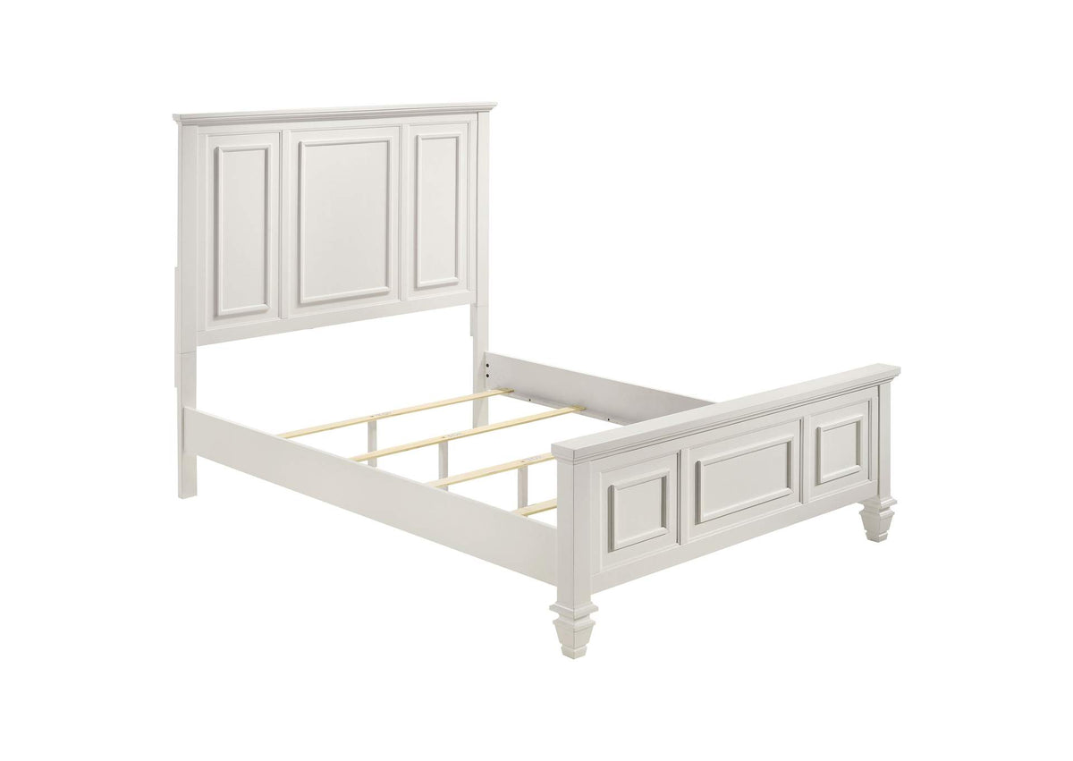 Sandy Beach Wood Queen Panel Bed Cream White