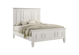 201301Q Sandy Beach Wood Queen Panel Bed Cream White