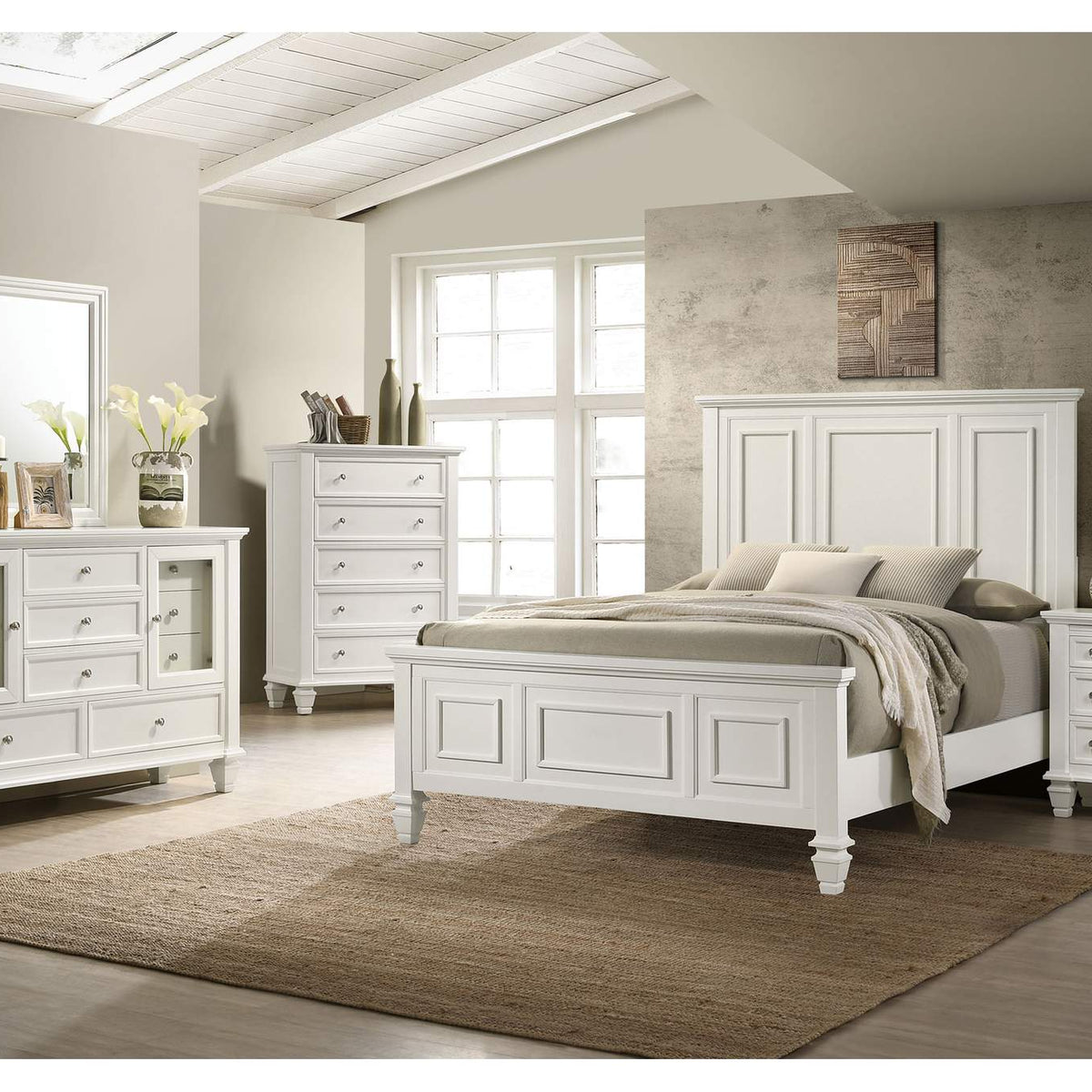 201302 Sandy Beach 3-drawer Nightstand Cream White