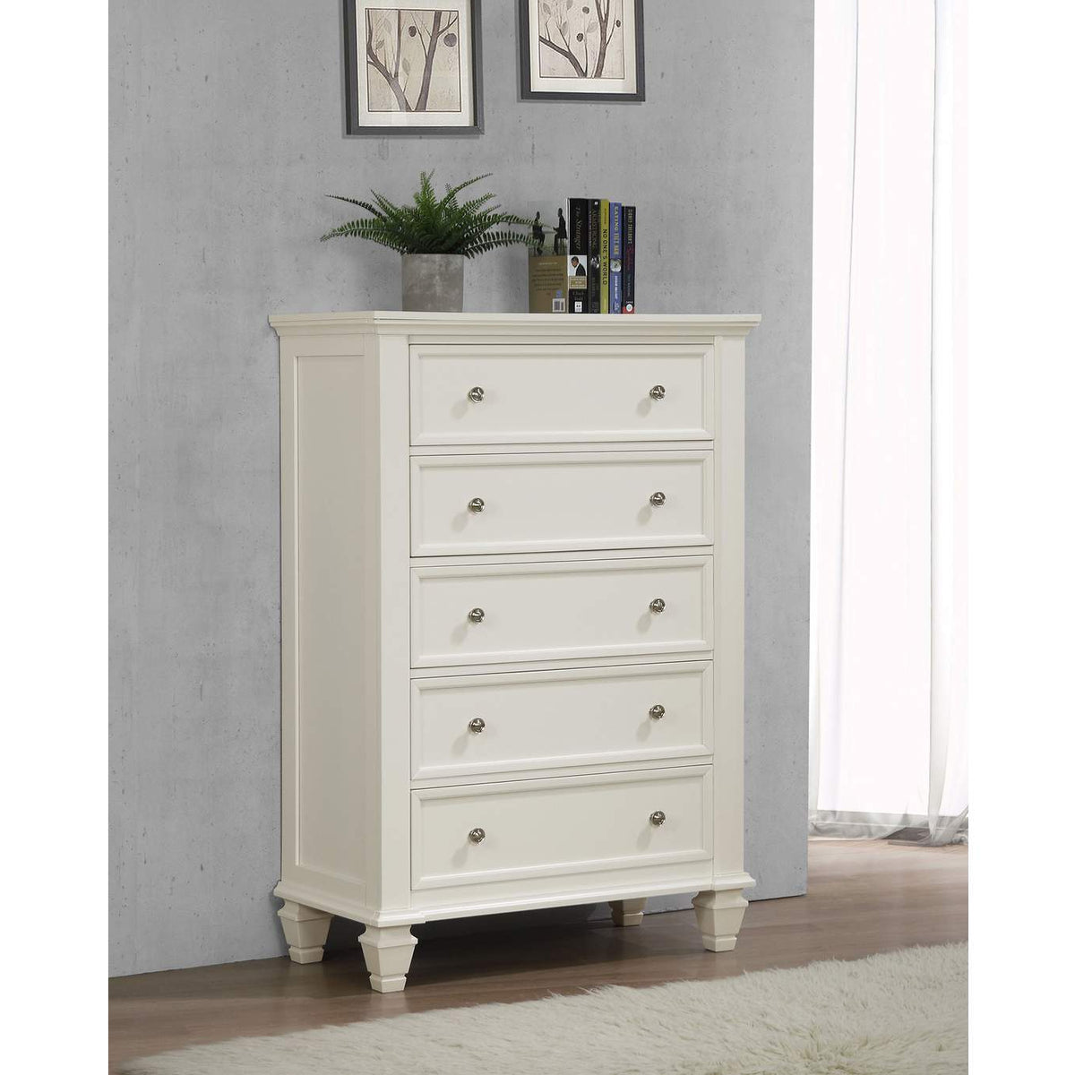 201305 Sandy Beach 5-drawer Bedroom Chest Cream White