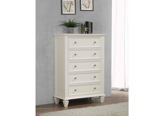 201305 Sandy Beach 5-drawer Bedroom Chest Cream White