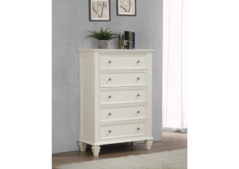 201305 Sandy Beach 5-drawer Bedroom Chest Cream White