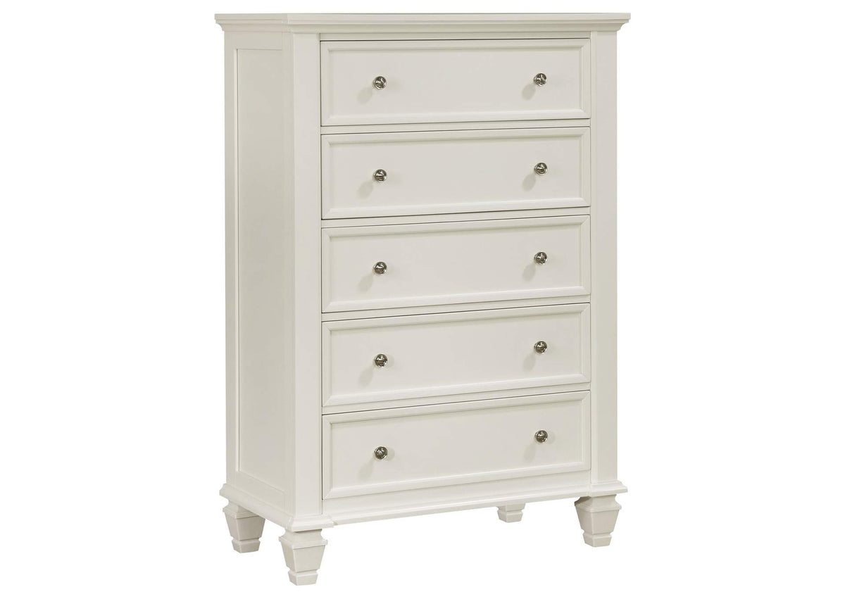 201305 Sandy Beach 5-drawer Bedroom Chest Cream White