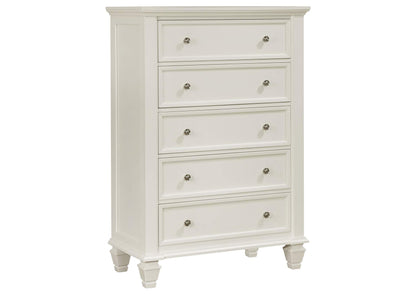 201305 Sandy Beach 5-drawer Bedroom Chest Cream White