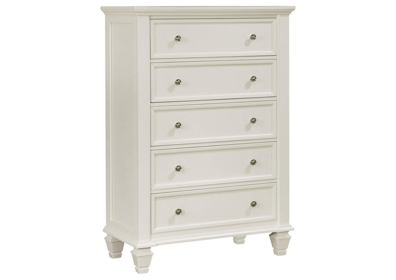 201305 Sandy Beach 5-drawer Bedroom Chest Cream White