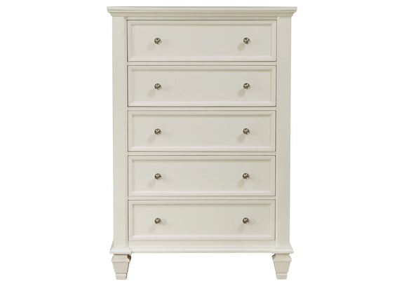 201305 Sandy Beach 5-drawer Bedroom Chest Cream White