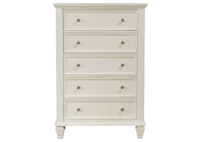 201305 Sandy Beach 5-drawer Bedroom Chest Cream White